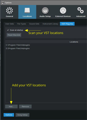 Adding, Removing, Resetting VST path's