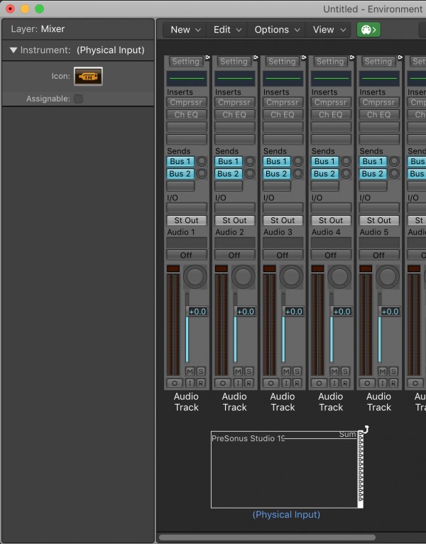 Logic X MIDI Physical Input Window