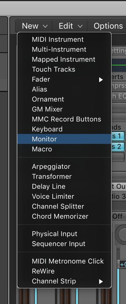 Logic X MIDI Environment New Monitor